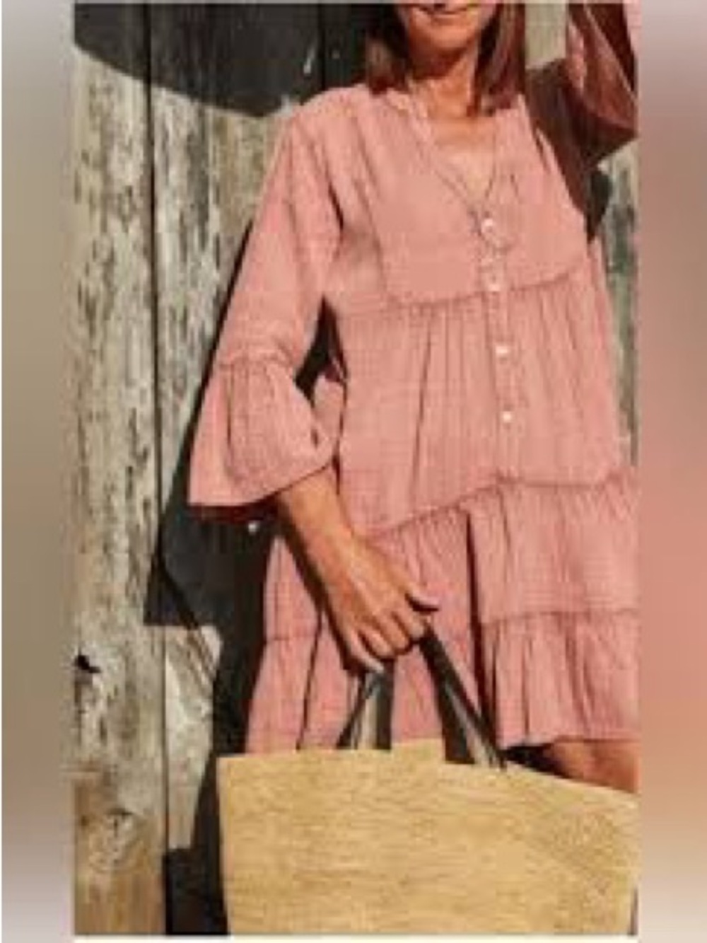 Faherty Blush Pink Tiered Mini Dress